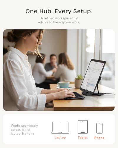 Image of Satechi USB-C Stand Hub, Foldable Workstation with 4K@60Hz HDMI Display Expansion and 100W Power Delivery Charging, Designed for Tablets, Laptops & Smartphones, Up to 13-inch, Space Black