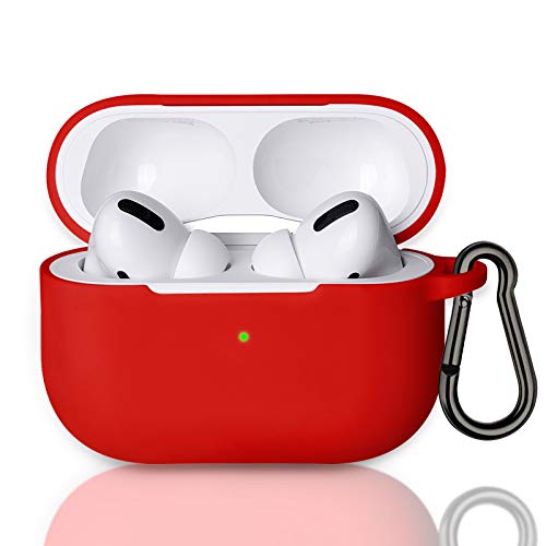 MATEPROX AirPods Pro Case,AirPods Pro 2019 Protective Shockproof Soft Silicone Chargeable Headphone Cover,Support Wireless Charging for Airpods Pro(Red)