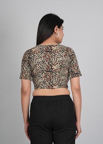 Image of Yash Gallery Women's Cotton Zig-Zag Printed Regular Regular Fit Short Sleeve Blouse