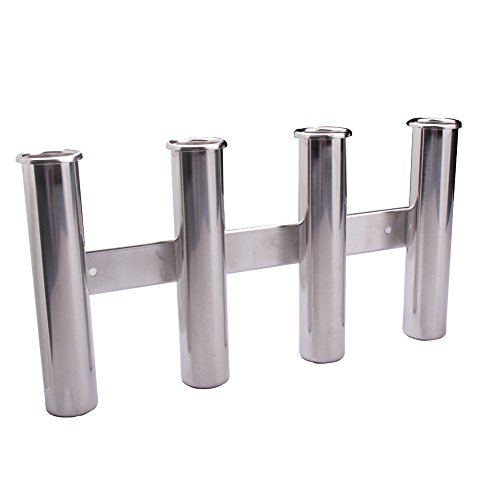image for Hoffen Wall-Mounted 316 Stainless Steel Rod Holder 4 Tube Fishing Pod 