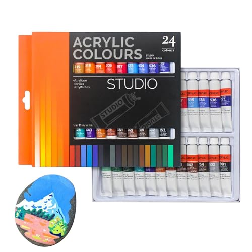 Generisch Pinturas acrílicas, juego de 24 colores con pigmentos luminosos | Pigmentos resistentes al agua para principiantes de tela de madera