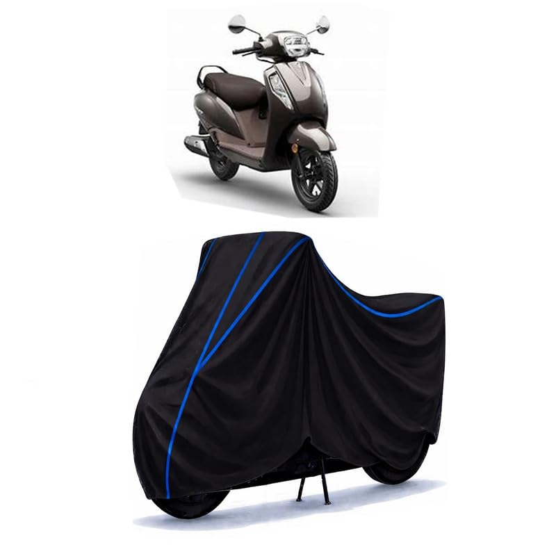 Image of Scooty Cover Water Resistant for Access 125 New BS6 | Universal Scooter & Bike Cover | Heavy Duty UV Dust, Rain & Scratch Protection | Elastic Fit All Weather Indoor Outdoor | Black with Blue Piping