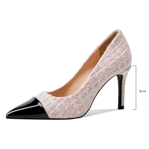Elegant Closed Toe High Heels Women Pumps Fashion Leather Upper