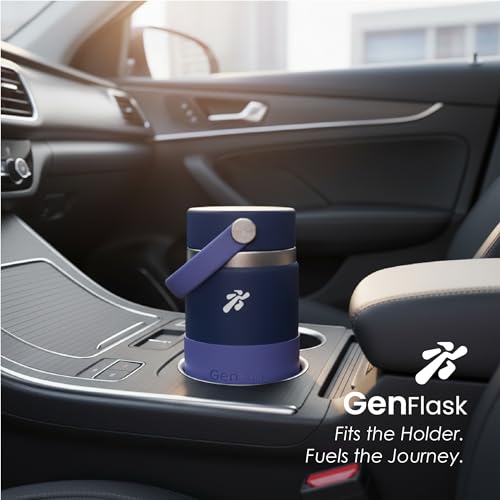 Image of VBOTT GENFLASK-ZEMI -380 ml|Thermosteel Flask with Carrying Loop| SS 304 Water Bottle|Hot /Cold-18 /24 hrs|Insulated Bottles|Dark Blue /Purple Colour|Multipurpose