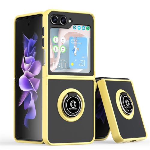 Étui pour Samsung Z Flip 5 ENILSA Jaune avec Support Coque Rigide Mince