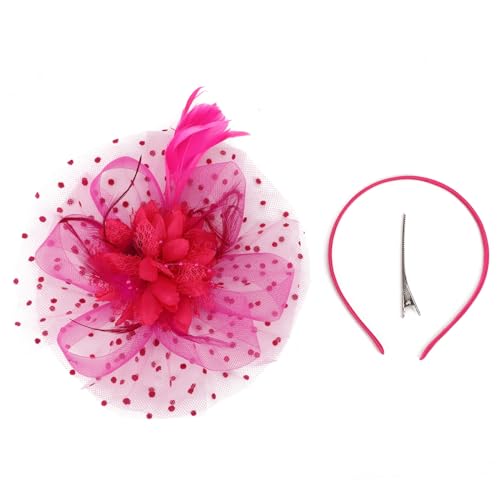 Image of DRESHOW Fascinators Hat Feather Headband Women's Fascinators Tea Party Headwear with Clip Flower Head Band for Girls & Women