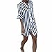 Produktbild YULAND Damen Langarm, Bekleidung Tops T Shirt Bluse Langarmshirt Hemd Lose Oberteile - Frau Horn Sleeve Striped halbe Ärmel Tops lange Bluse (XL)
