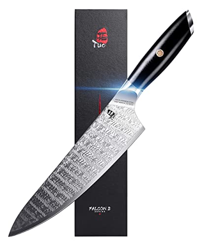 Tuo Chef Knife - 8 Inch&Slicing Knife 12 Inch Made Of Aus-8 Japanese Stainless Steel, Pro Kitchen Knife&Carving Knife With Ergonomic G10 Handle, Falcon S Series With Gift Box #TOP5