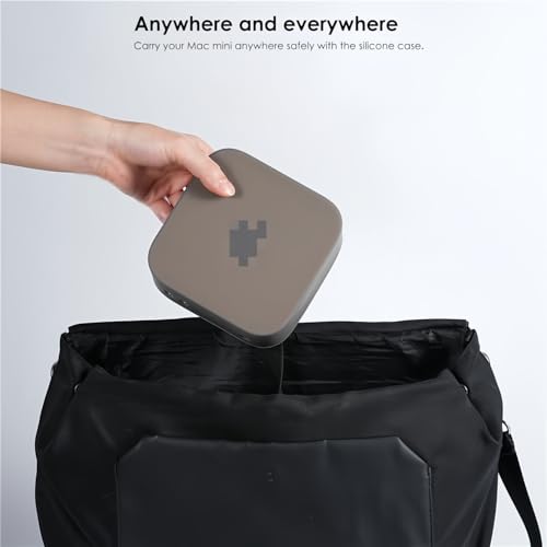 Image of Silicone Cover Compatible with Mac mini M4 / M4 Pro 2024, Dustproof Scratch-Proof Waterproof, Protective case for Mac mini PC (Black Cover with Stand)