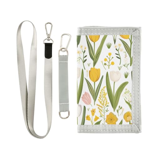 ALAZA Kids Wallets for Boys Girls Toddler Trifold Wallet Children Small Spring Floral Flowers with Zipper Coin Pocket