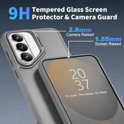 Image of DIZORO Compatible with Samsung Galaxy S26 5g Case, Compatible with Wireless Charging, with Camera Stand, Military Grade Drop Tested,Translucent Hard Back Soft Edge Back Cover (Titanium Grey)