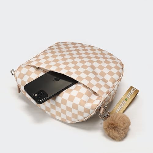Image of Pander Crossbody Bum Bag for Women, Everyday Nylon Shoulder Bag with Pompom Keychain Wristlet Bag Charm, Adjustable Strap