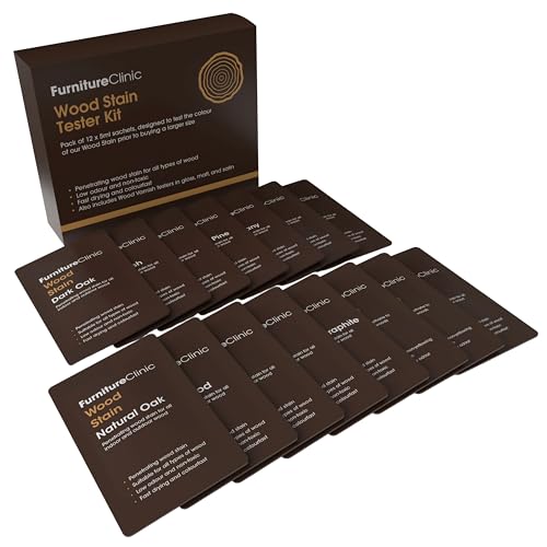 Image of Furniture Clinic Wood Stain (Tester Kit) - Fast Drying, Highly Concentrated, and Easy-to-Apply Wood Stain for All Indoor & Outdoor Wood - Water Based & Non-Toxic - 9 x 15ml