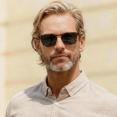 Image of CARFIA Retro Cool Acetate Polarized Sunglasses for Men UV Protection, Outdoor Fashion Driving Eyewears Male Square Sunnies