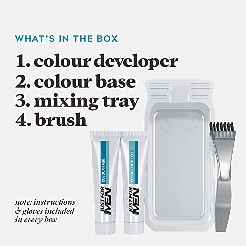 Just For Men Moustache & Beard M45 - Dark Brown Black Dye, Eliminates Grey For a Thicker & Fuller Look With An Applicator Brush Included – M45