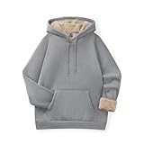 KEFITEVD スウェット 裏起毛 レディース パーカー フード付き プルオーバー 暖かい ルームウェア ウオーキング スポーツウェア ポケット付き 冬服 防寒 ライトグレー L