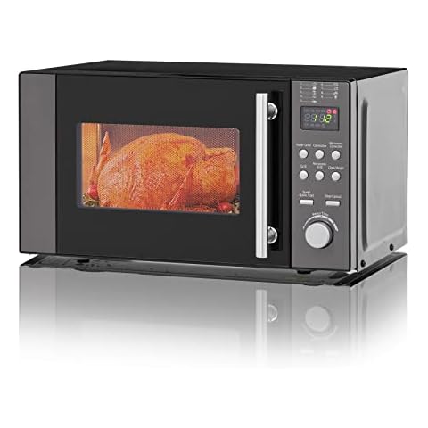 Techomey 800W Combination Microwave Oven and Grill, 20L Digital Microwave & Grill & Convection with 9 Auto Menus for 11 Power Levels, Stainless Countertop Microwave with Control Panel, Easy to Clean Cover