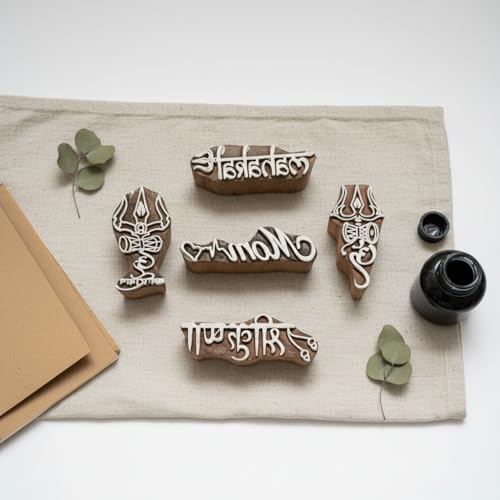 Image of RENIQ Wooden Printing Block for Fabric & DIY Craft | Handcrafted Indian Design Stamp for Textile, Pottery, Mehndi & Home Decor (Multicolor5)