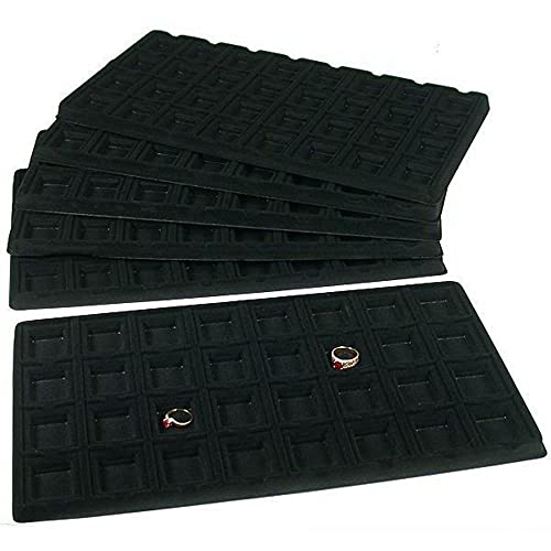 FindingKing 6 Black 32 Slot Puff Earring Cards Showcase Display Tray Inserts