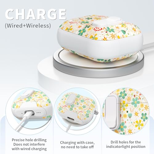 Image of for AirPods Pro 3 Case with Lock & Phone Stand,Cute Floral Pattern Style | PC & TPU Dual Layer Protective Cover with Keychain & Cleaner Pen for Apple AirPod Pro 3rd Generation Women (Four-Leaf Clover)