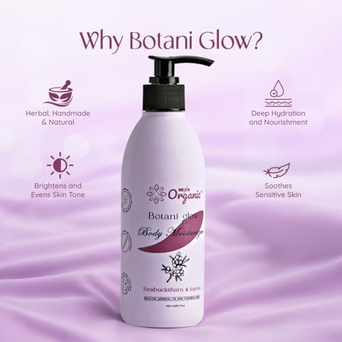 Image of Botani Glow Herbal Moisturizer - With Seabuckthorn, Amla, Tulsi, Green Tea, Aloe Vera, Jojoba & Almond Oil | Deep Hydration, Skin Regeneration, Glow & Nourishment | For All Skin Types | 250 ML