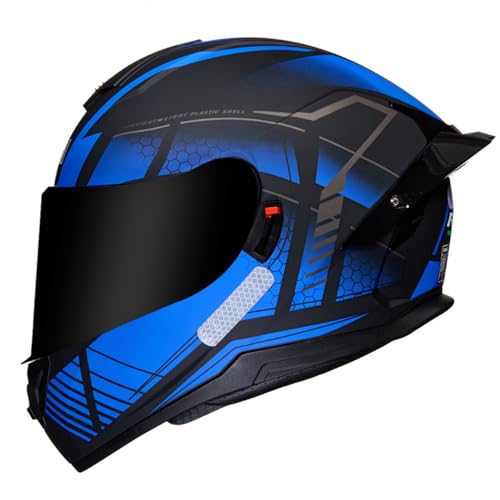 Retro Integralhelm Mit Sonnenblende Integralhelme Motorrad Helm Vollvisierhelm Mopedhelm ECEDOT Zertifiziert Motorradhelm Motocrosshelme Full-Face Helme Für Unisex Adult G,XXL:63-64CM
