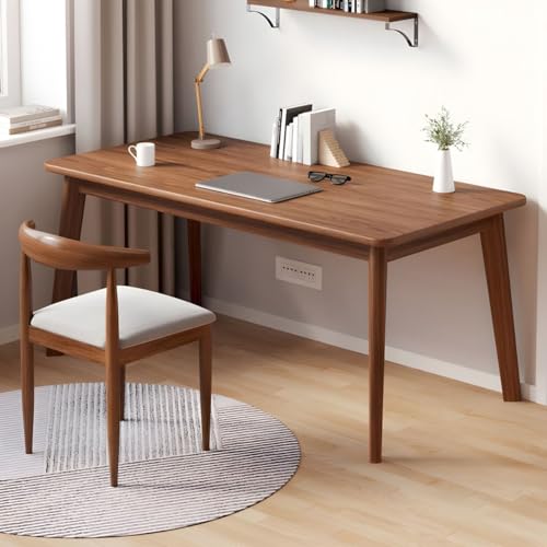 Bureau moderne en noyer 79 cm avec pieds massifs en bois véritable