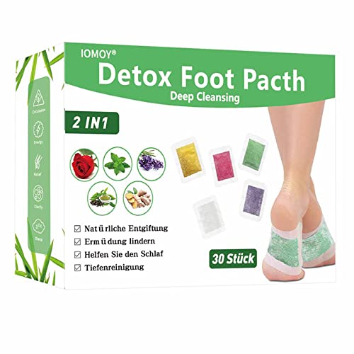 Detox FußPflaster, 30 Stück Entgiftungspflaster Füße Detox Foot Original 2 in 1, Fusspflaster zur Entgiften Pflaster, Detox Bambus Vital Pads für Stressabbau und Tiefschlaf Cover