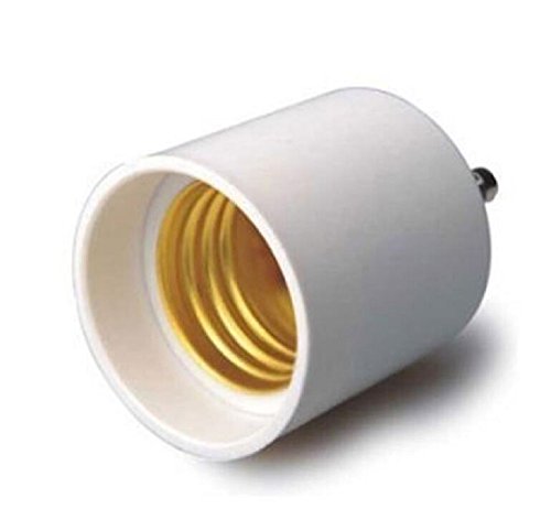Rextin 10 pcs LED Lamp Adapter GU24 To E26/E27 bulb Holder Socket Converter Pin Base Fixture To Standard Screw-in Bulb Socket (10 PCS)