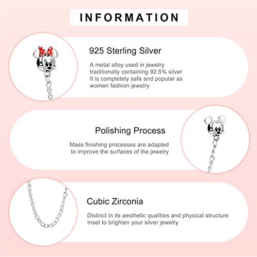 Cartoon Animals Charm for 925 Sterling Silver for Women's Bracelets & Necklaces Mouse safety chain Mouse Positioning Buckle Dangle Pendant for Christmas Day Mother's Day Jewelry3