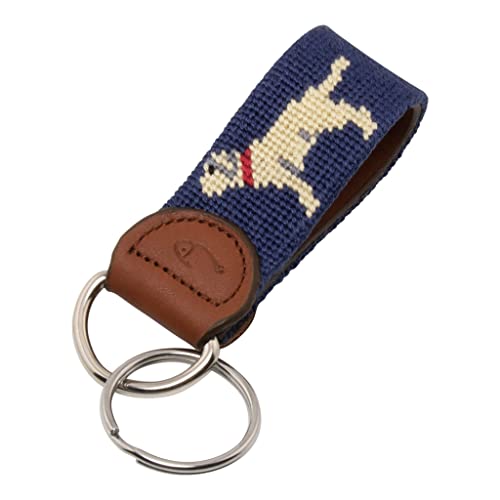 Image of Leather Hand-Stitched Needlepoint Key Fob or Key Chain