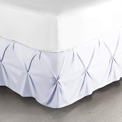 Image of Nestl Ice Blue Bed Skirt Cal King Size, Pinch Pleat Cal King Bed Skirt, 14 inch Inch Drop Cal King Bedskirt, Hotel Quality Ice Blue Bed Skirts, Premium Microfiber Cal King Size Bed Skirts