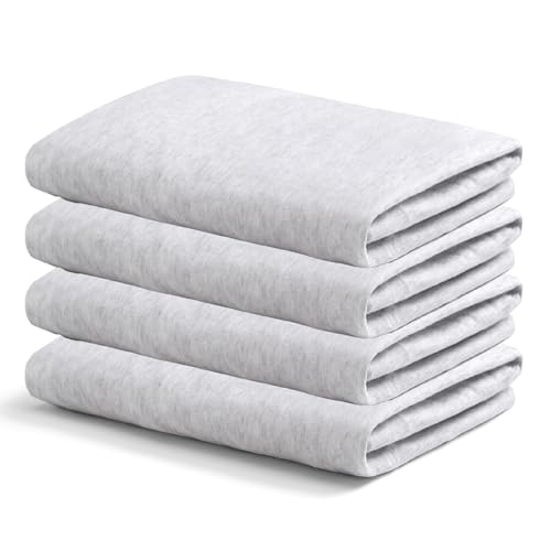 Image of Delta Children 3-Inch Mini Crib Sheet Set, 4 Pack, Soft and Breathable 100% Jersey Knit Fitted Sheet Set, Crib Sheets for Baby Boys and Girls, Grey