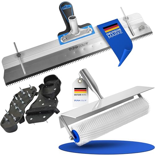 Rakel-Set für Bodenbeschichtung & Ausgleichsmasse - Stehrakel 50cm Entlüftungswalze und Nagelschuhe