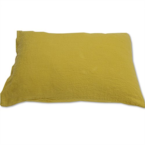 Taie d'oreiller haut de gamme en lin lavé Linenme Citrine 65x65