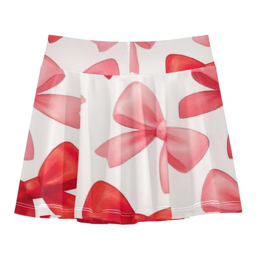 Joisal Skirts with Shorts Red Pink Bows White Girls' Shorts Athletic Skorts Fun Cute Little Girl 4t2