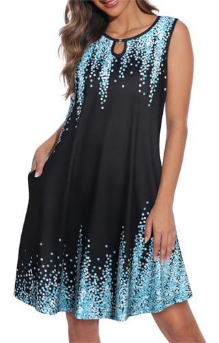 Image of Summer Dresses for Women 2026 Casual Sleeveless Sundress Floral Loose Fit Beach Cover Up with Pocket