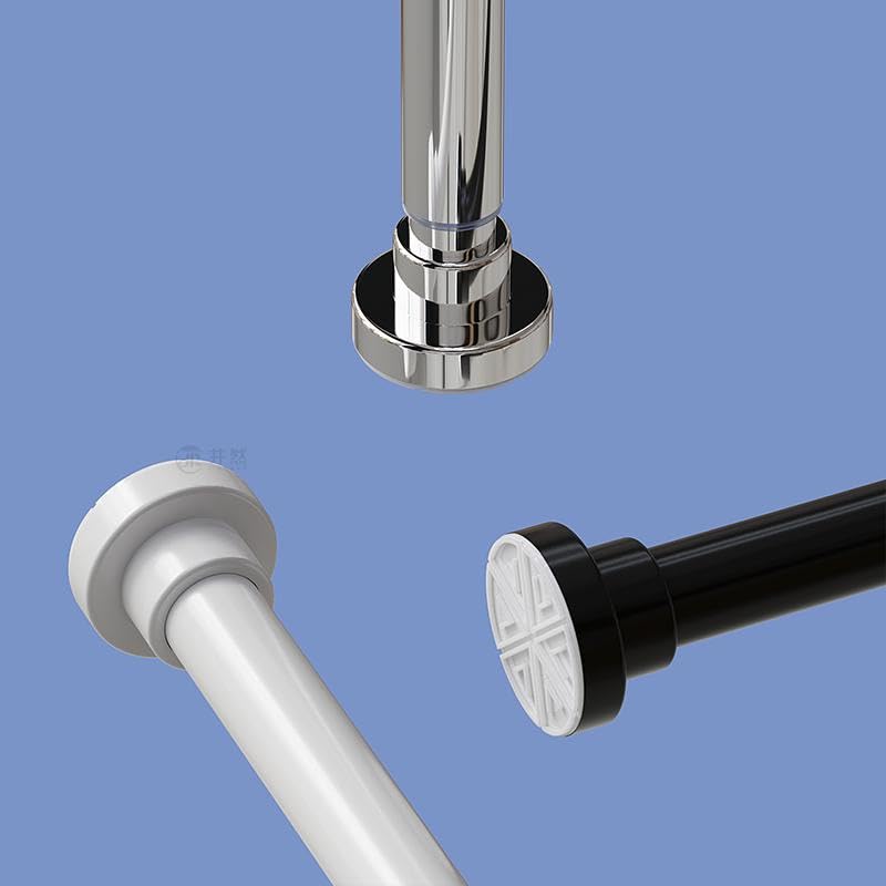 Image of HomeCloud Tension Shower Curtain Rod - Expandable, No Drilling Required, Rust-Proof & Heavy-Duty for Bathroom or Divider Use (Black Pack of 2, Extendable - 140 to 260 Cm)