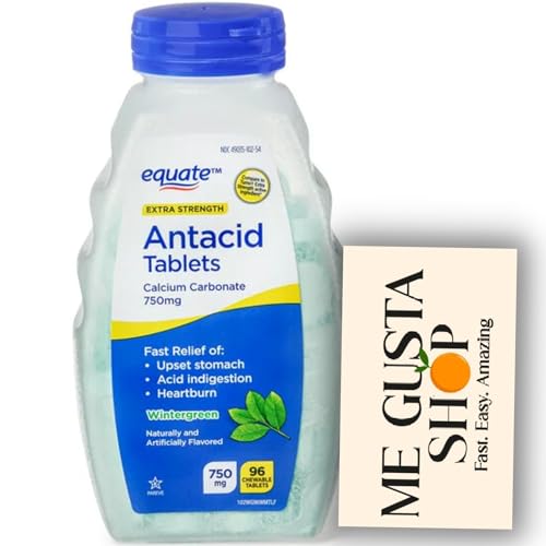 Equate Extra Strength Antacid Chewable Wintergreen Tablets 750 mg 96 Ct Pack of 01 Includes me Gusta Sticker