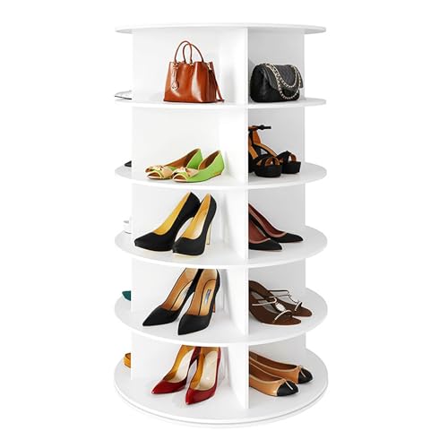 Étagère à chaussures rotative 5 niveaux tour de rangement compacte 360
