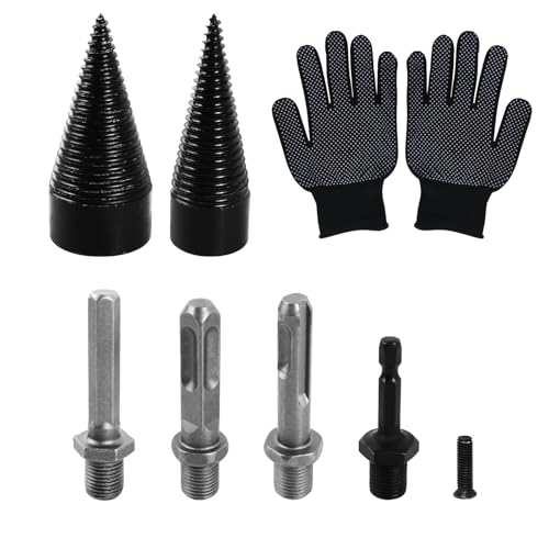 Divisor de madera de 42 mm + 32 mm con 4 asas, cortador de conos de madera, cortador de leña, tornillo cónico, cortador de leña