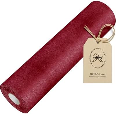 100%Mosel Vlies Tischläufer, in Bordeaux Rot (30 cm x 25 m), Tischband | Edle Tischdeko für Weihnachten, Herbst und Winterhochzeit – Meterware von der Rolle, zuschneidbar