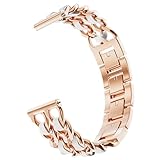 [monomam] スマートウォッチ ベルト 18mm レディース ステンレス チェーン 交換バンド (ベルト幅:18mm) (ROSE GOLD×WHITE)