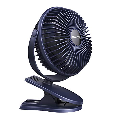 HONYIN Rechargeable Clip on Fan10000mAh Battery Operated Small Fan, Upgrade Quieter & Stronger Wind, Sturdy USB Desk Clip Fan, Portable Cooling Fan for Golf Cart, Camping, Treadmill, Chair