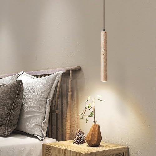 Lámparas colgantes de mármol lineales con luces LED para techos de madera en cocinas modernas 7