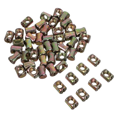 MAGICLULU 50 Tuercas Cilíndricas Ranuradas M6 Resorte y Pasadores Cruzados para Muebles Camas y Sillas Herrajes de Conexión para Marcos de Cama Kit de Pernos y Tuercas para Reparación