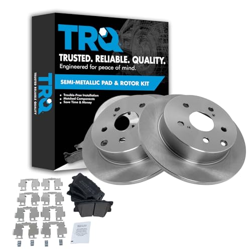 Image of TRQ Rear Brake Pad and Rotor Set Semi Metallic Solid Rotors