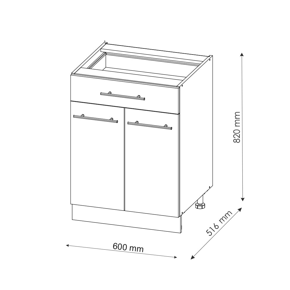 Vicco Meuble Cuisine Fame-Line, Rouge Bordeaux Haute Brillance, 60cm avec tiroir, sans PT, à Combiner avec d'autres modules de la série Fame-Line