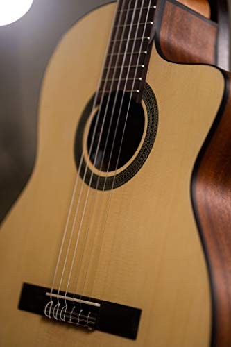 Cordoba C1M-CE Acoustic-Electric Cutaway Nylon String Classical Guitar, Natural, Protege Series - Image 12