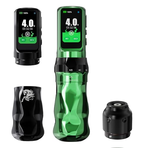 Dragonhawk Fold Pro Kabellose Tätowiermaschine 2 54 5 mm Hublänge Year of The Horse Edition mit 2 Akkus Für Professionelle Tätowierer Schwarz